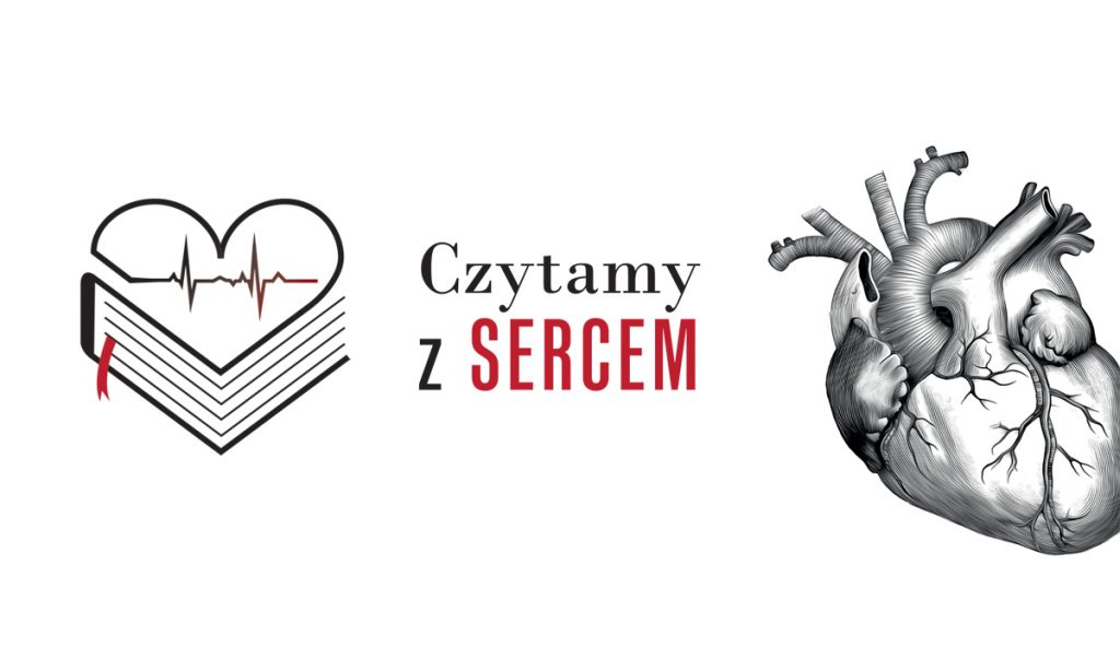 Logo akcji Czytamy z Sercem przedstawia dwa serca jedno symboliczne drugie bardzo realistyczne.