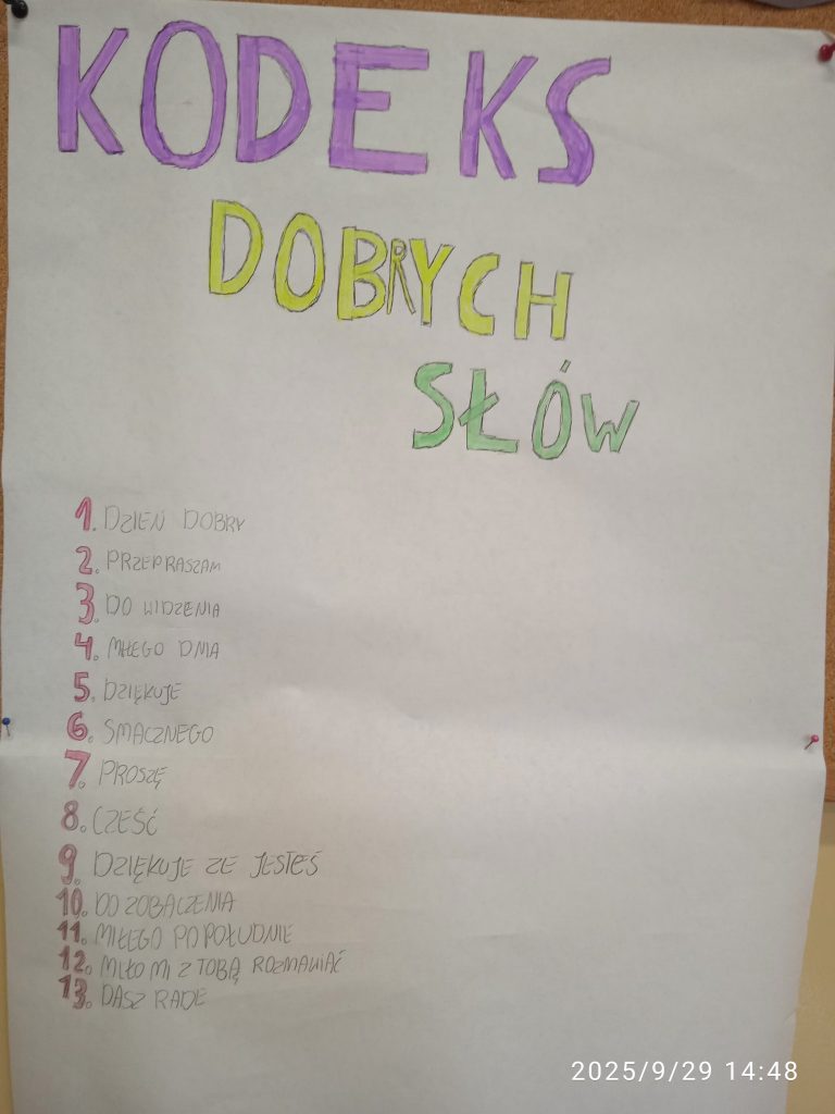 Plakat dotyczący Kodeksu Dobrych Słów